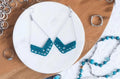 Handcrafted Turquoise Crochet Chevron Drop Earrings