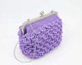 Handmade Lilac Crocodile Stitch Crochet Clutch with Silver Chain
