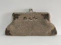 Elegant Bronze Shimmer Crochet Clutch – Vintage Frame Evening Bag